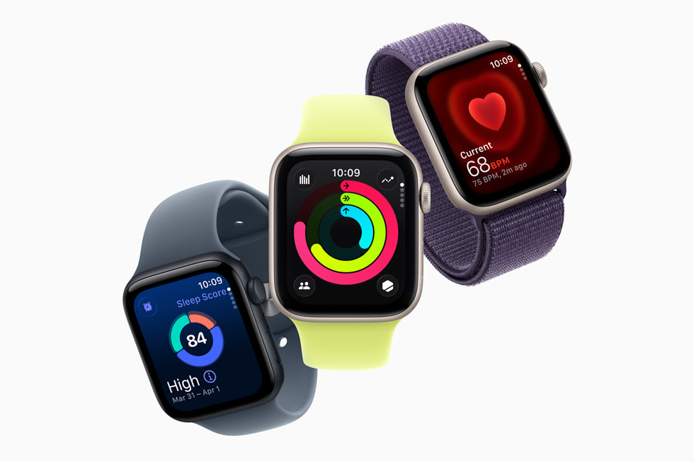 Tres Apple Watch SE 3 con distintas correas