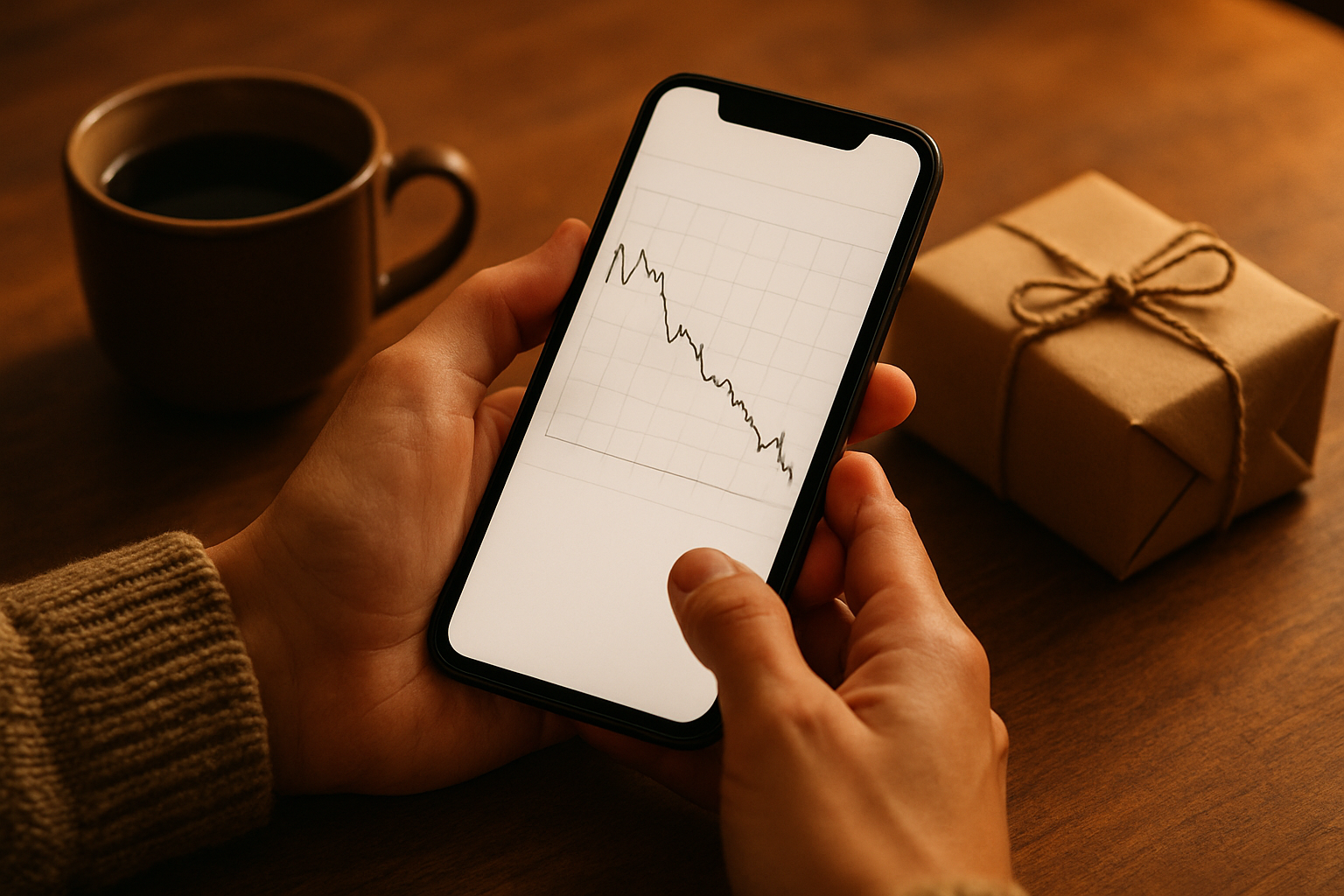 Persona revisando en el móvil el historial de precios de un producto antes del Black Friday