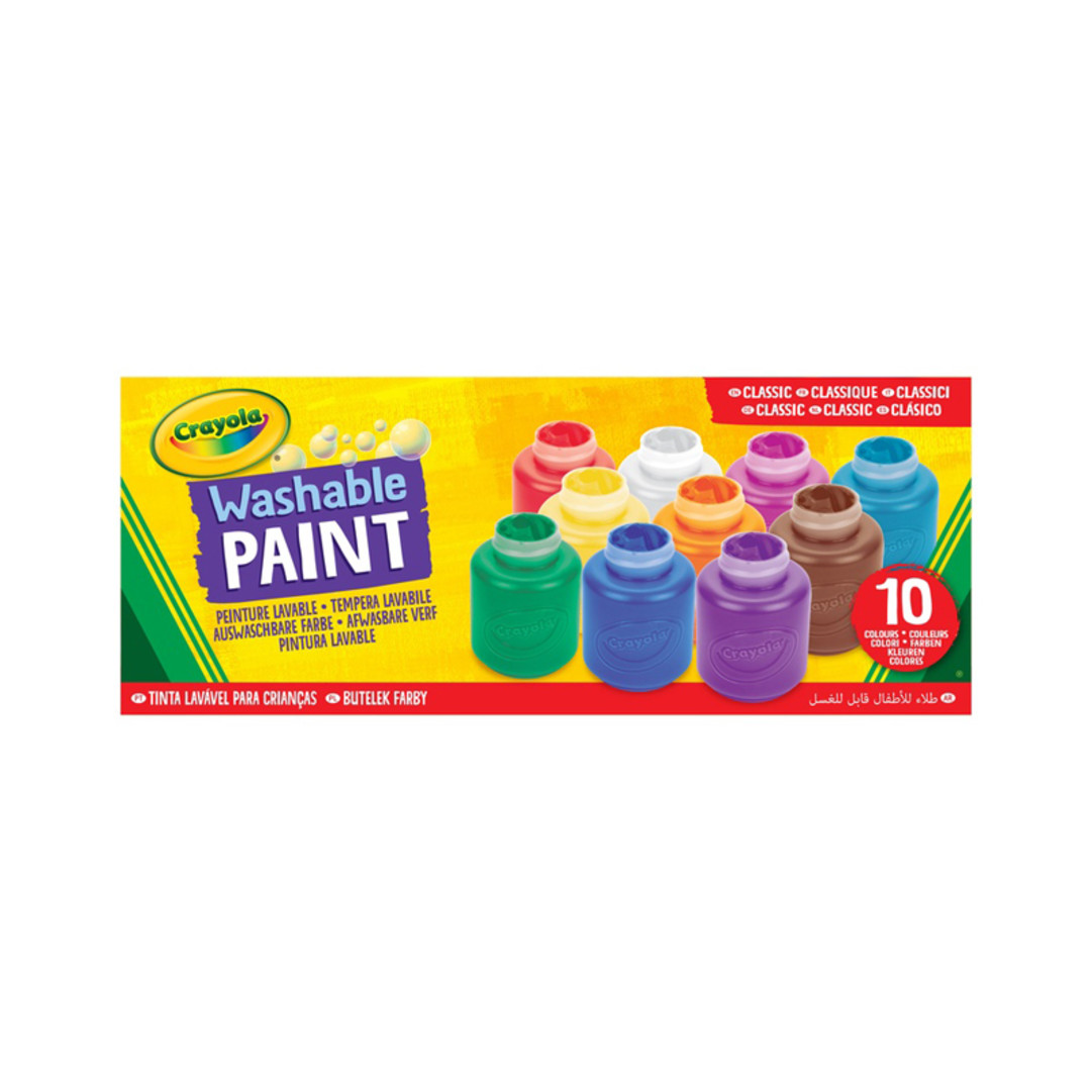 Crayola Washable Paint, pack de 10 botes de témpera lavable