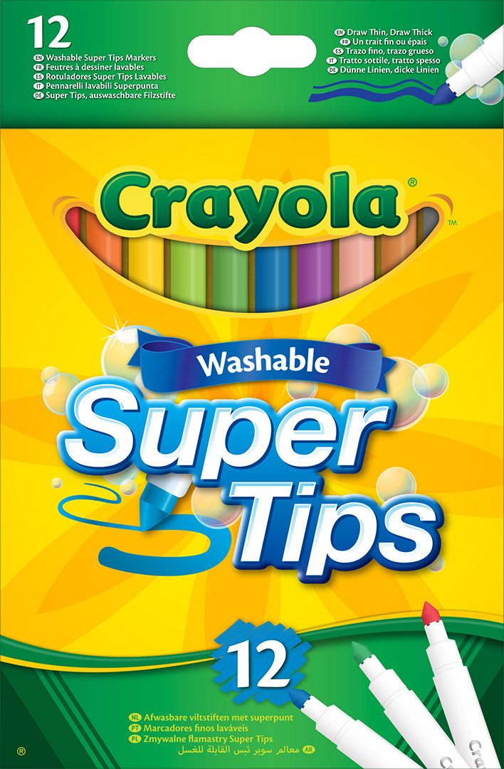 Rotuladores lavables Crayola Supertips, caja de 12